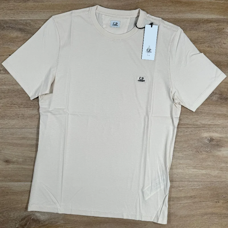 Men's antimicrobial t - shirts for odor - free freshness during travelC.P. Company Embroidered Logo T-Shirt in Pistachio Shell