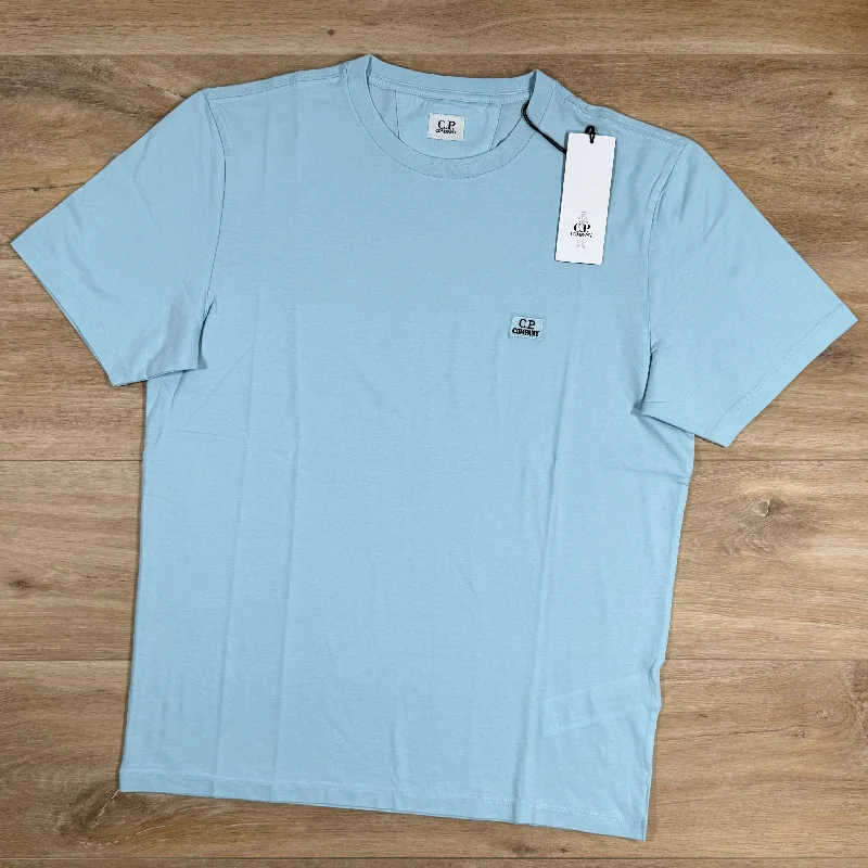 Men's button - front t - shirts with a unique artistic printC.P. Company Embroidered Logo T-Shirt in Starlight Blue