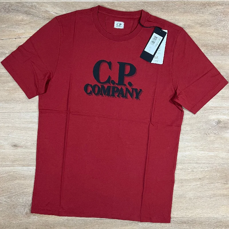 Men's tie - dye t - shirts with a bohemian styleC.P. Company Logo Print T-Shirt in Ketchup