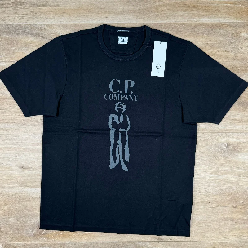 Men's printed Hawaiian t - shirts for tropical vacationsC.P. Company Mercerised British Sailor T-Shirt in Black
