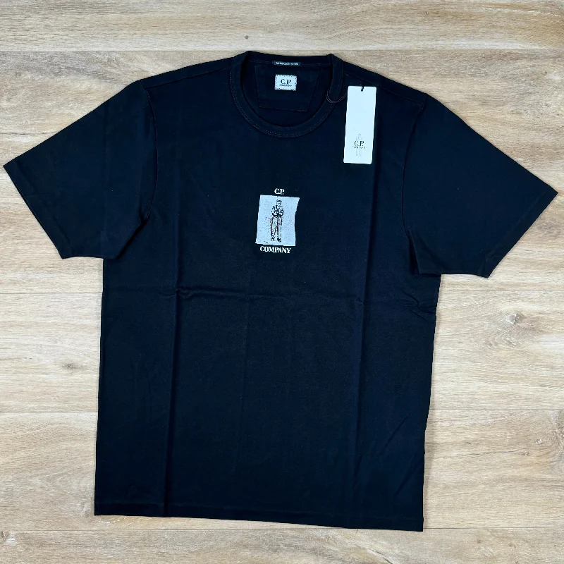 Men's ribbed t - shirts with a textured finish for added styleC.P. Company Mercerised Twisted Graphic T-Shirt in Black