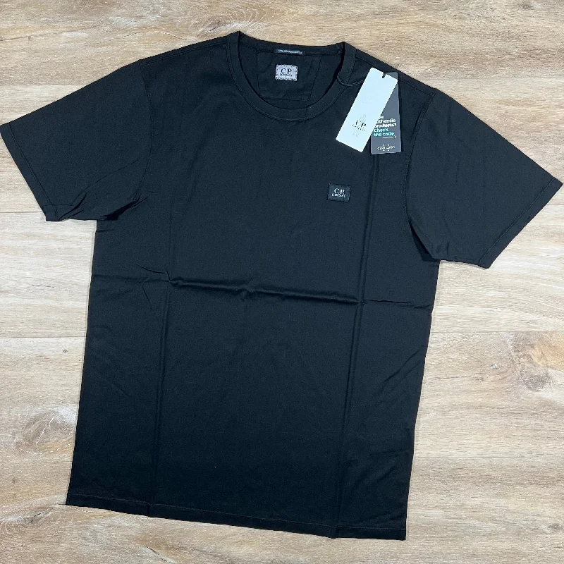 Men's ribbed t - shirts with a textured finish for added styleC.P. Company Mercerized Logo T-Shirt in Black
