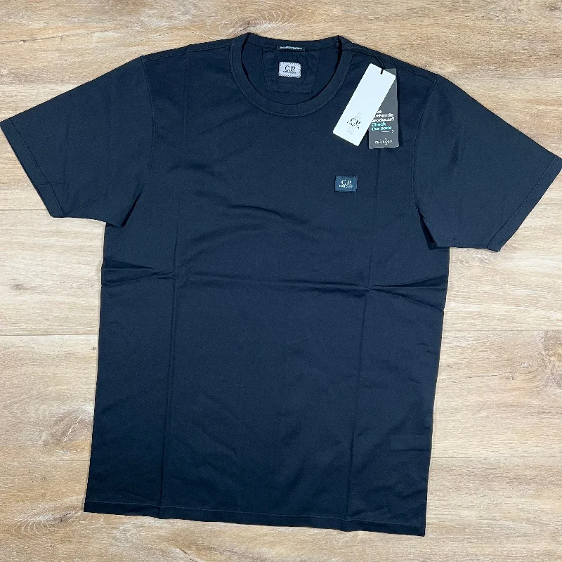 Men's short - sleeve linen t - shirts for summer beach outingsC.P. Company Mercerized Logo T-Shirt in Navy