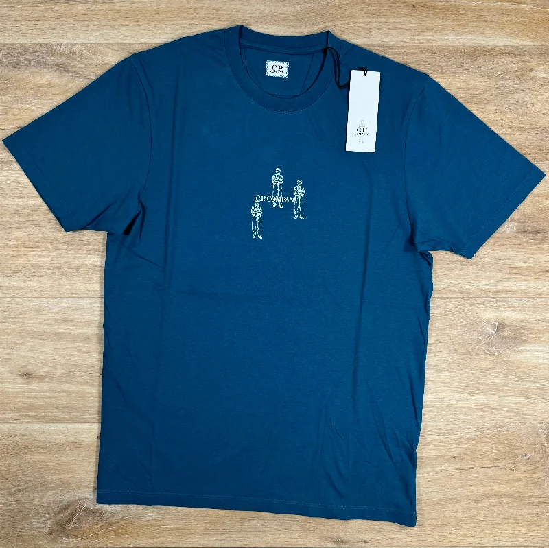 Men's lightweight performance t - shirts for running marathonsC.P. Company Relaxed Graphic T-Shirt in Ink Blue