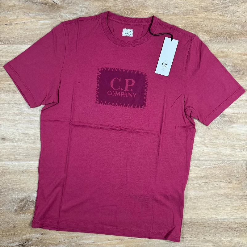 Men's thermal t - shirts with a high - neck design for cold weatherC.P. Company Stitch Logo T-Shirt in Red Bud