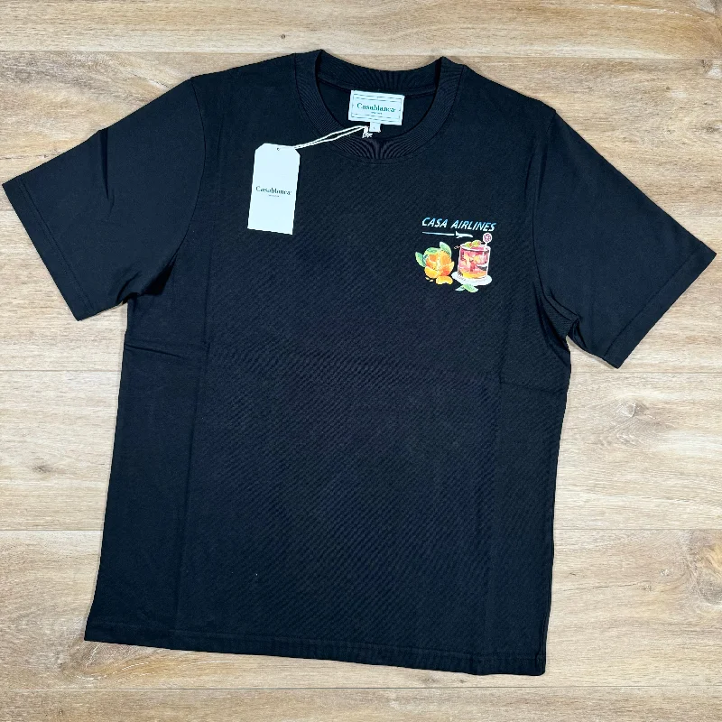 Men's polo t - shirts with a contrast collar for a preppy lookCasablanca Casa Airlines T-Shirt in Black