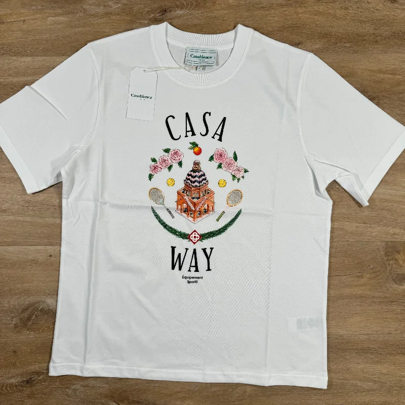 Men's button - front t - shirts with a unique artistic printCasablanca Casa Way T-Shirt in White
