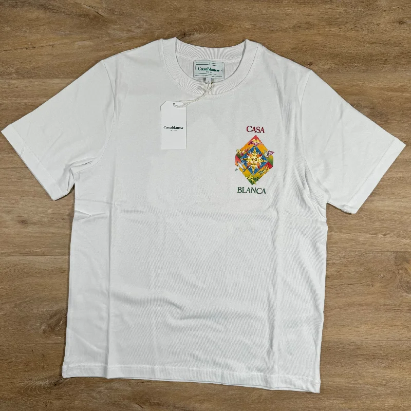 Men's tie - dye t - shirts with a bohemian styleCasablanca Les Elements T-Shirt in White