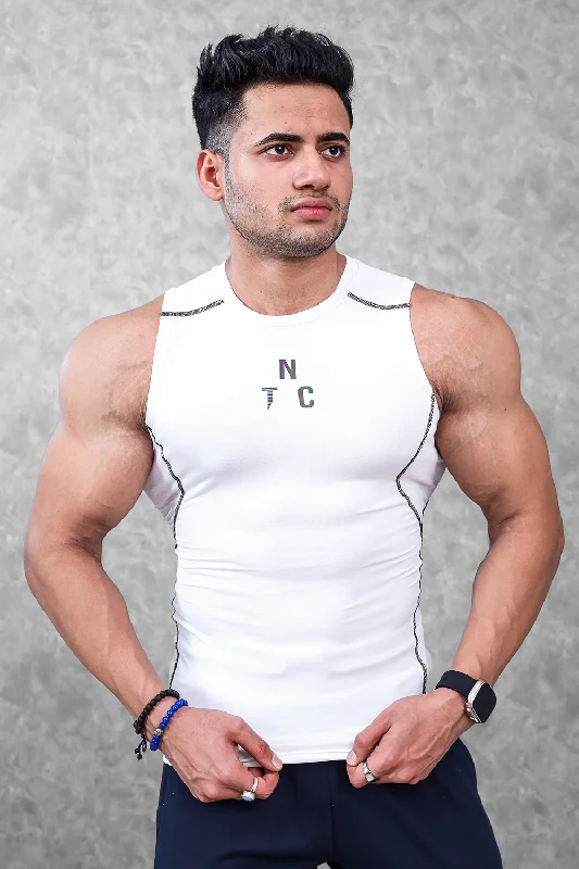Men's lightweight performance t - shirts for running marathonsCritical Compression Tank top- White