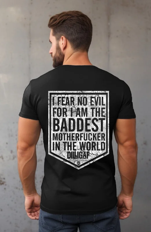 Men's antimicrobial t - shirts for odor - free freshness during travelI Fear No Evil Dilligaf Tee Men's antimicrobial t - shirts for odor - free freshness during travelI Fear No Evil Dilligaf Tee