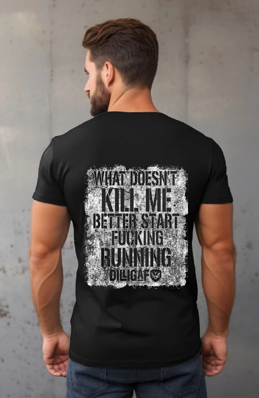 Men's eco - friendly recycled t - shirts for sustainable fashion choicesWhat Doesn't Kill Me Tee