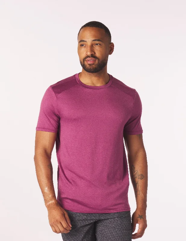 Men's mock - neck t - shirts with a modern and sleek styleSalton Short Sleeve: Rouge Heather Men's mock - neck t - shirts with a modern and sleek styleSalton Short Sleeve: Rouge Heather