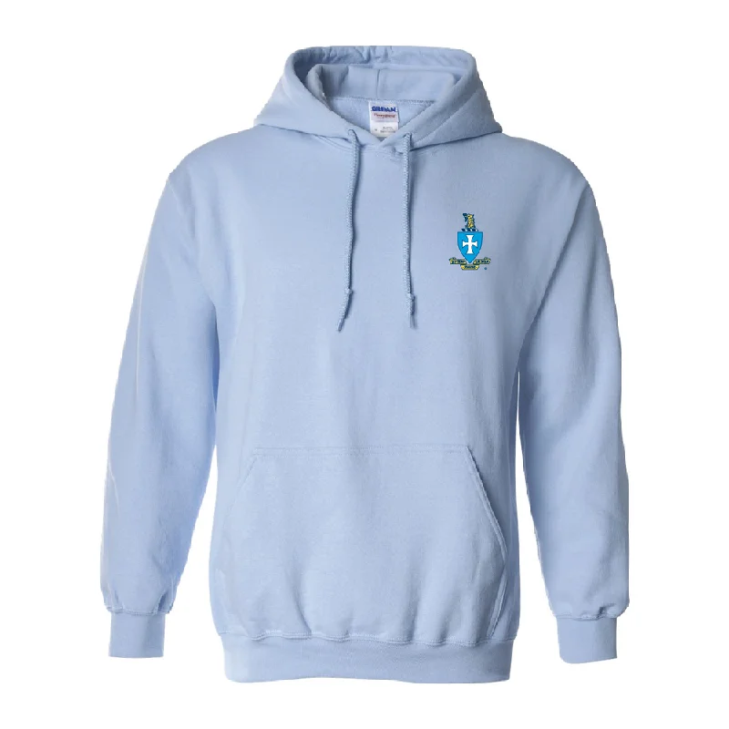 Men's short - sleeve linen t - shirts for summer beach outingsSigma Chi Crest Hoodie in Light Blue