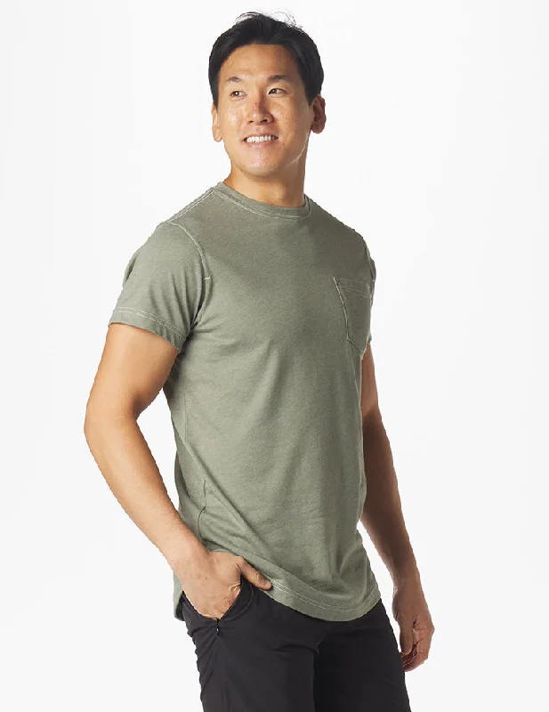 Men's polo t - shirts with a contrast collar for a preppy lookDo No Harm Tee: Moss