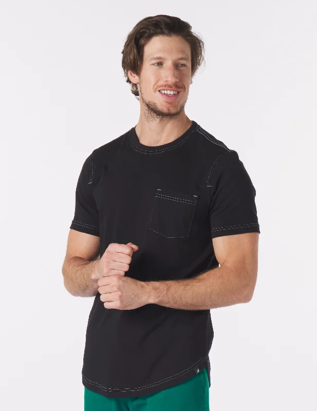 Men's long - sleeve henley t - shirts with button - down placketsDo No Harm Tee: Jet Black