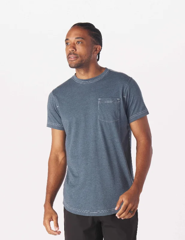 Men's mock - neck t - shirts with a modern and sleek styleDo No Harm Tee: Steel Blue Heather