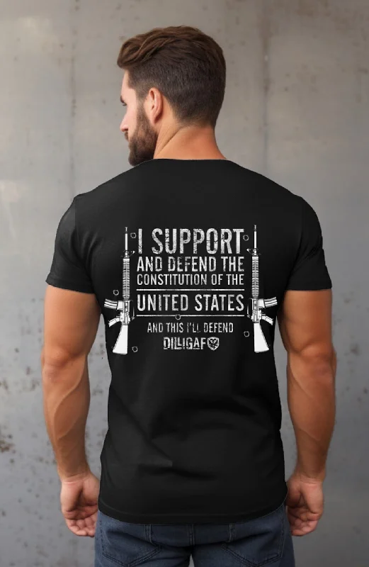 Men's ribbed t - shirts with a textured finish for added styleI Support and Defend