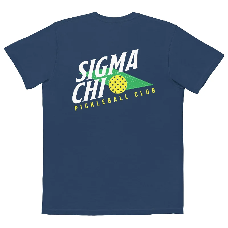 Men's ribbed t - shirts with a textured finish for added styleDrop 002: Sigma Chi Pickleball Pocket T-Shirt by Comfort Colors