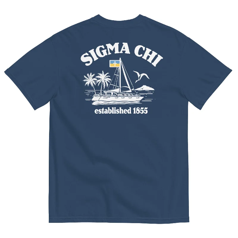 Men's button - front t - shirts with a unique artistic printDrop 006: Sigma Chi Sailing T-Shirt by Comfort Colors