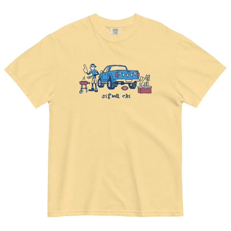 Men's v - neck muscle t - shirts for a body - building aestheticDrop 009: Sigma Chi Tailgating T-Shirt