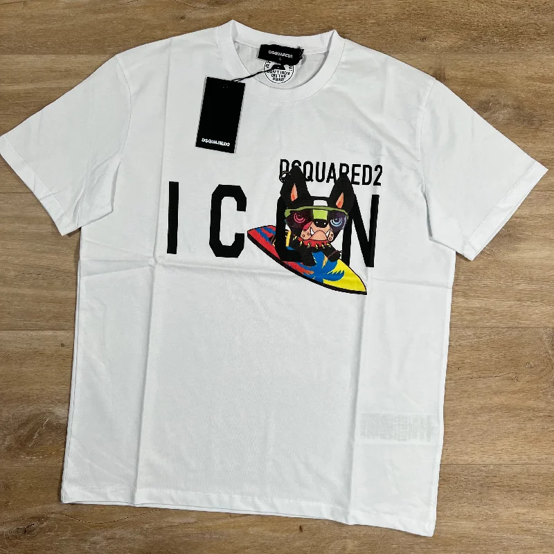 Men's printed Hawaiian t - shirts for tropical vacationsDsquared2 Icon Graphic T-Shirt in White
