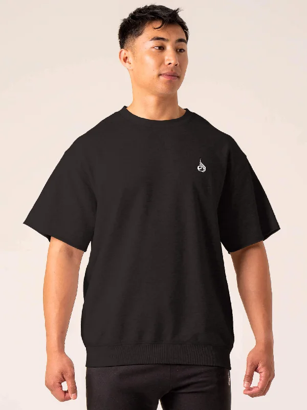 Men's short - sleeve linen t - shirts for summer beach outingsEmerge Fleece T-Shirt - Faded Black