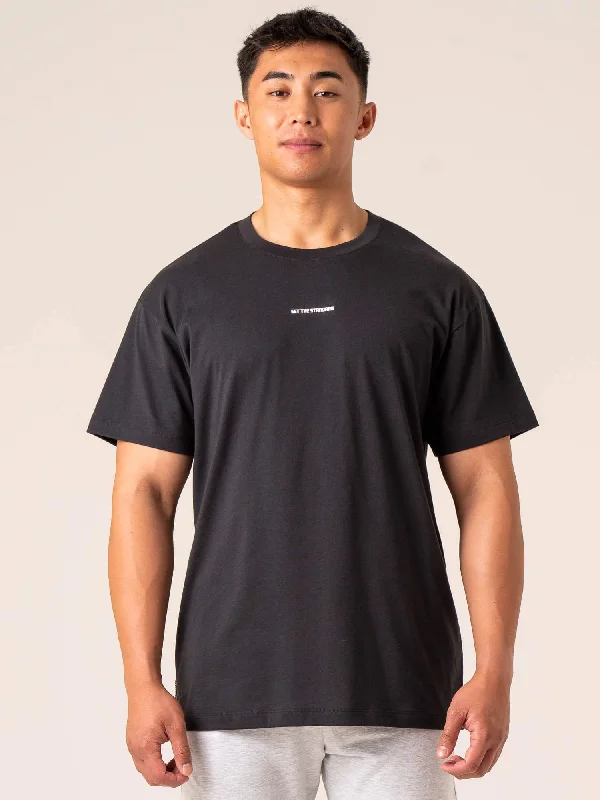 Men's short - sleeve linen t - shirts for summer beach outingsEmerge Oversized T-Shirt - Faded Black