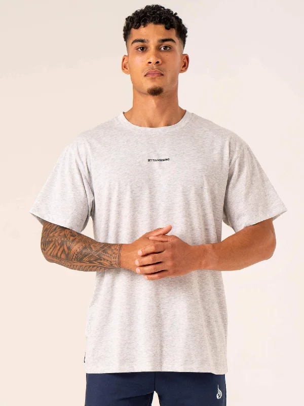 Men's moisture - wicking athletic t - shirts for intense workoutsEmerge Oversized T-Shirt - Snow Grey Marl