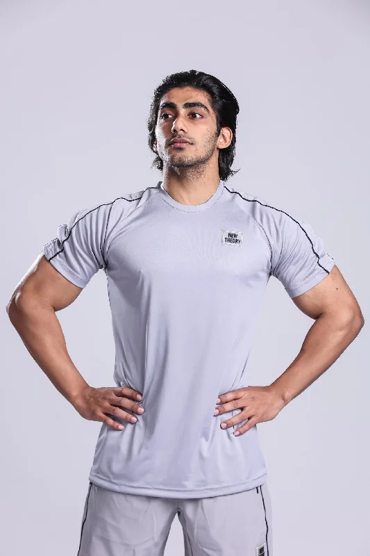 Men's long - sleeve henley t - shirts with button - down placketsEssential Performance T-shirt- Grey Men's long - sleeve henley t - shirts with button - down placketsEssential Performance T-shirt- Grey