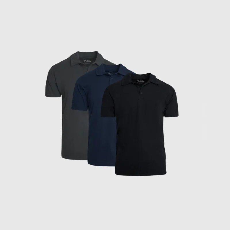 Men's polo t - shirts with a contrast collar for a preppy lookEssentials Polo 3-Pack