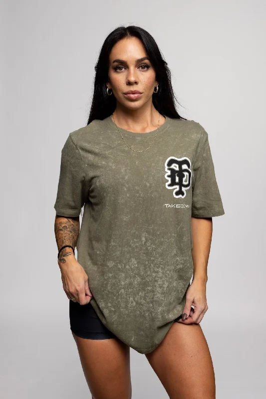 Men's plus - size pocket t - shirts with a classic lookFight Club Monogram Acid Wash T-Shirt - Green