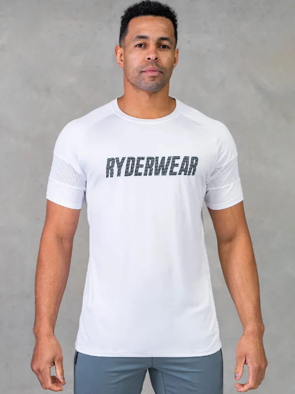 Men's ribbed t - shirts with a textured finish for added styleFlex Mesh T-Shirt - White