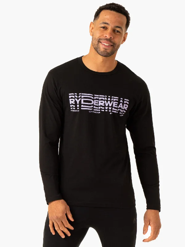 Men's printed Hawaiian t - shirts for tropical vacationsGraphic Long Sleeve T-Shirt - Black