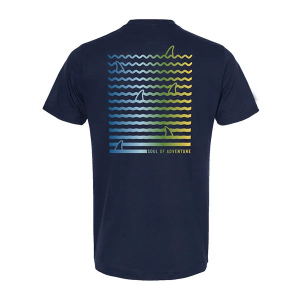 Men's organic cotton crew - neck t - shirts for everyday comfortGraphic Tee | Shark Waves | Navy
