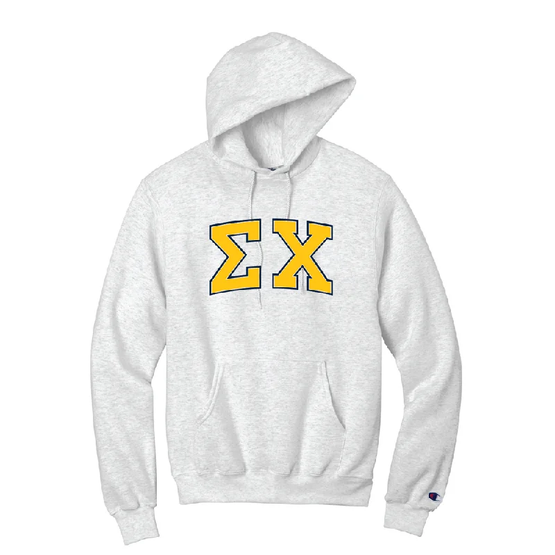Men's polo t - shirts with a contrast collar for a preppy lookSigma Chi Letters Hoodie (Grey)