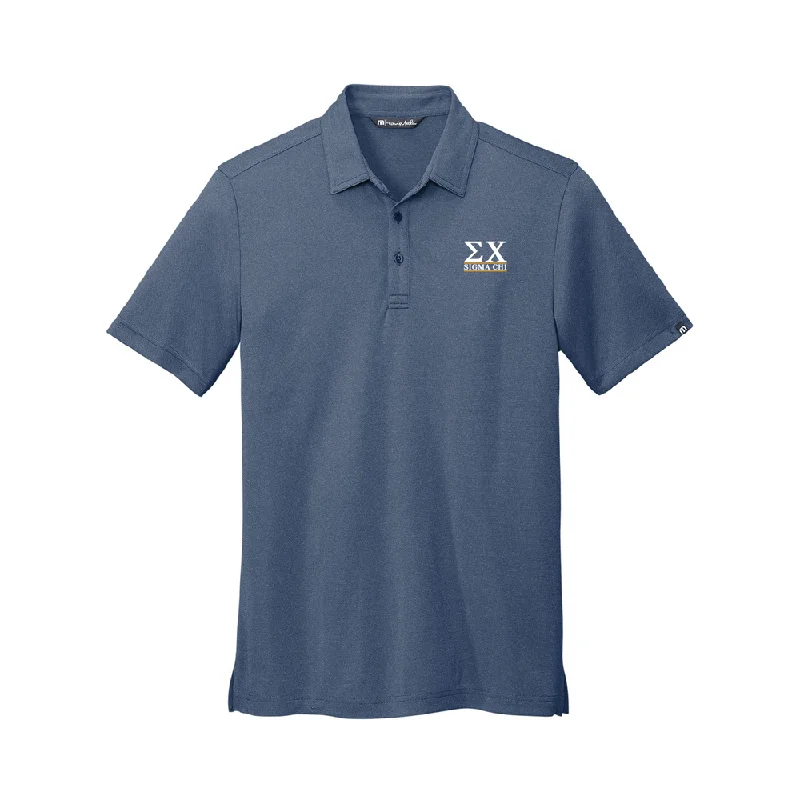 Men's short - sleeve linen t - shirts for summer beach outingsSigma Chi Letters Polo by TravisMathew