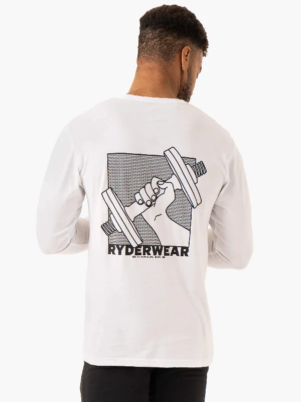 Men's mock - neck t - shirts with a modern and sleek styleLift Long Sleeve T-Shirt - White