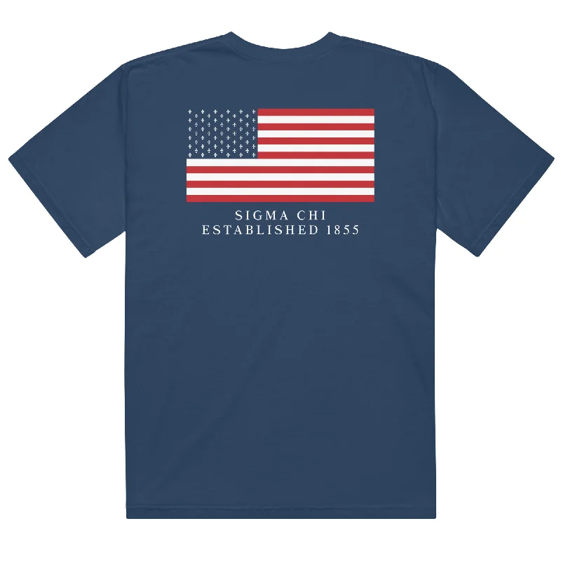 Men's smart - casual checkered t - shirts for semi - formal occasionsSigma Chi 4th of July T-Shirt by Comfort Colors (2024)