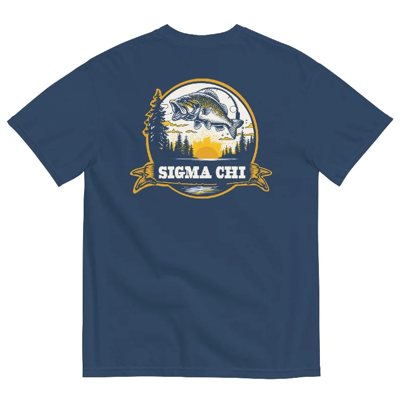 Men's slim - fit graphic t - shirts with vintage rock band printsSigma Chi Fishing T-Shirt by Comfort Colors (2024)