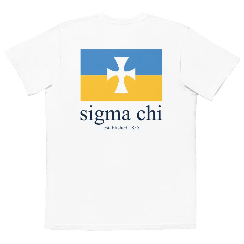 Men's thermal t - shirts with a high - neck design for cold weatherSigma Chi Pocket Flag T-Shirt Men's thermal t - shirts with a high - neck design for cold weatherSigma Chi Pocket Flag T-Shirt