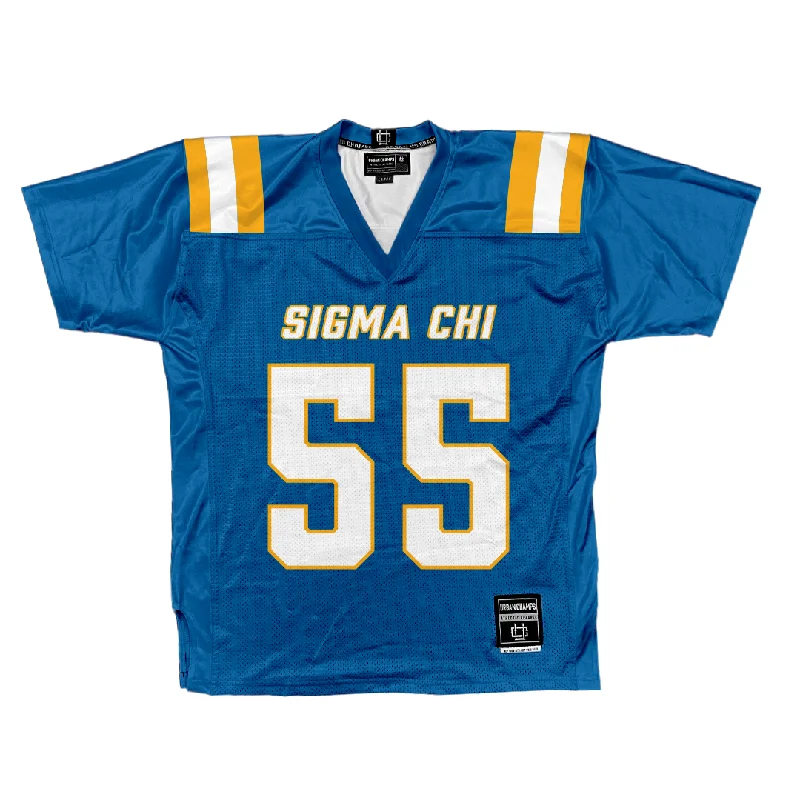 Men's distressed denim - look t - shirts with a rugged appealSigma Chi Football Jersey Men's distressed denim - look t - shirts with a rugged appealSigma Chi Football Jersey