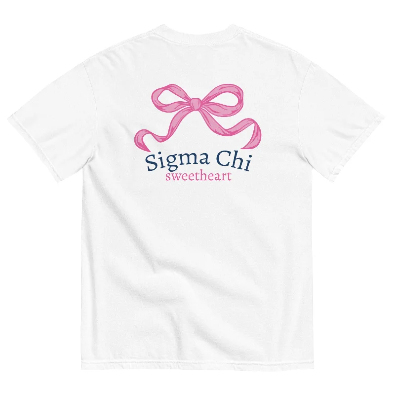 Men's ribbed t - shirts with a textured finish for added styleSigma Chi Sweetheart Bow T-Shirt