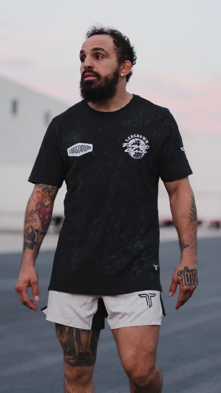 Men's printed Hawaiian t - shirts for tropical vacationsLogo Bomb Acid Wash T-Shirt - Black