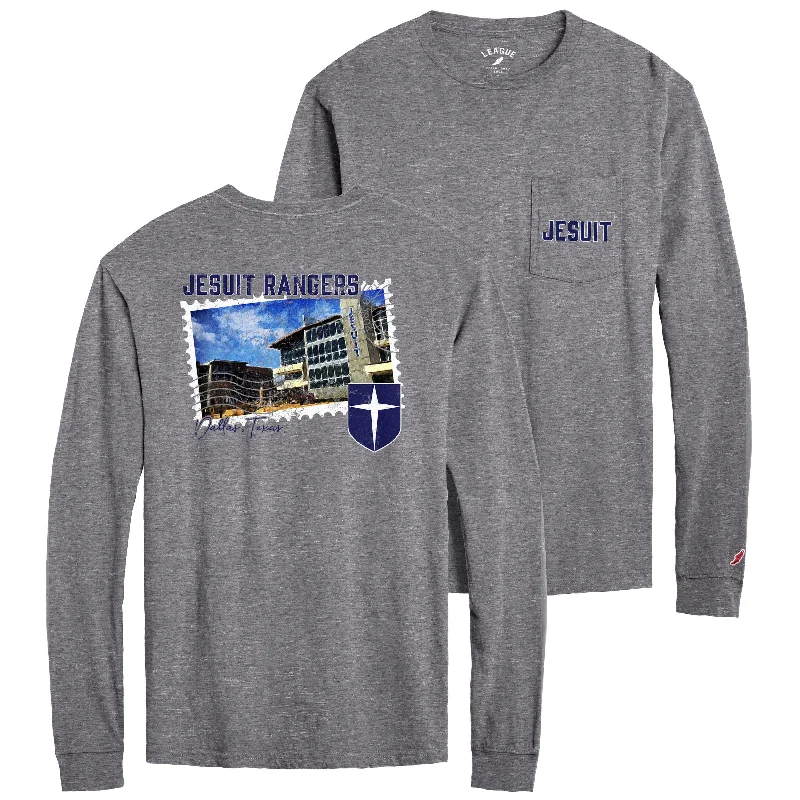 Men's eco - friendly recycled t - shirts for sustainable fashion choicesPostage Stamp long sleeve tee