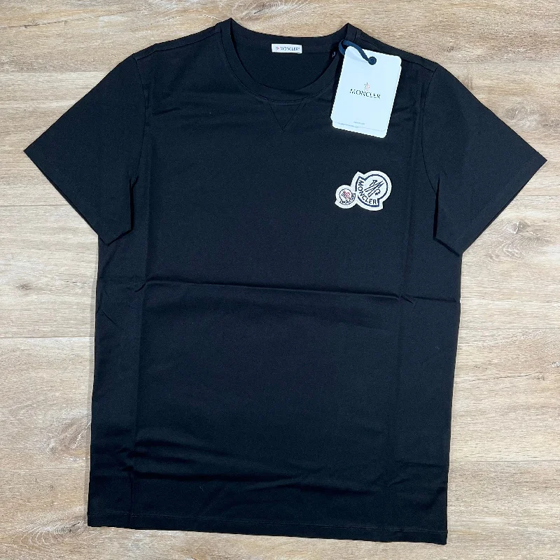 Men's eco - friendly recycled t - shirts for sustainable fashion choicesMoncler Double Logo T-Shirt in Black
