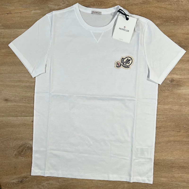 Men's moisture - wicking athletic t - shirts for intense workoutsMoncler Double Logo T-Shirt in White