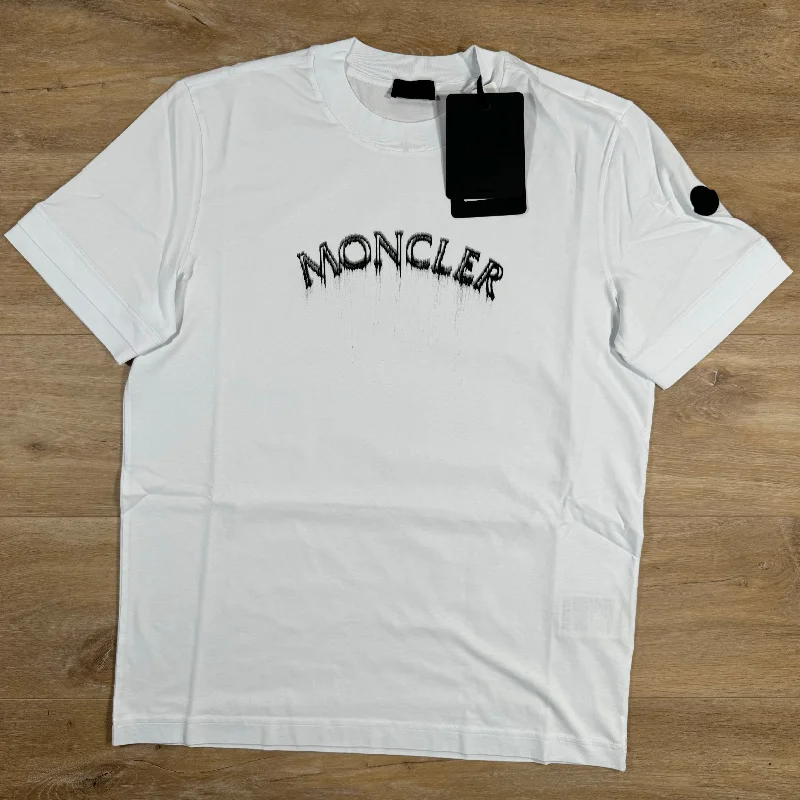 Men's eco - friendly recycled t - shirts for sustainable fashion choicesMoncler Optical Logo T-Shirt in White