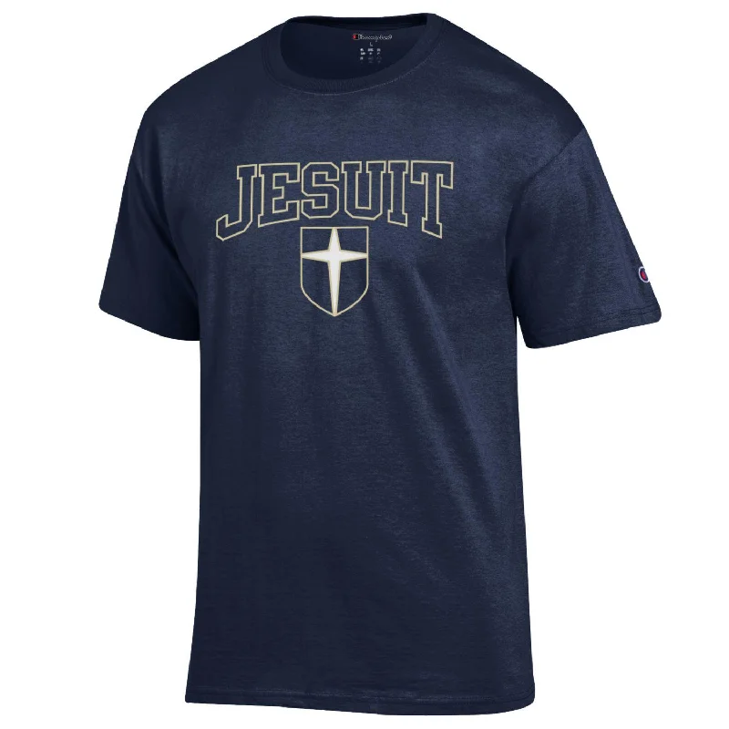 Men's lightweight performance t - shirts for running marathonsClassic Jesuit Navy shield T-shirt