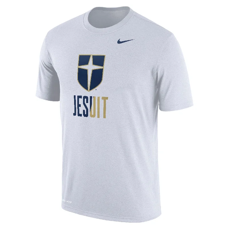 Men's distressed denim - look t - shirts with a rugged appealNike Dri-Fit Cotton Short Sleeve Tee in White