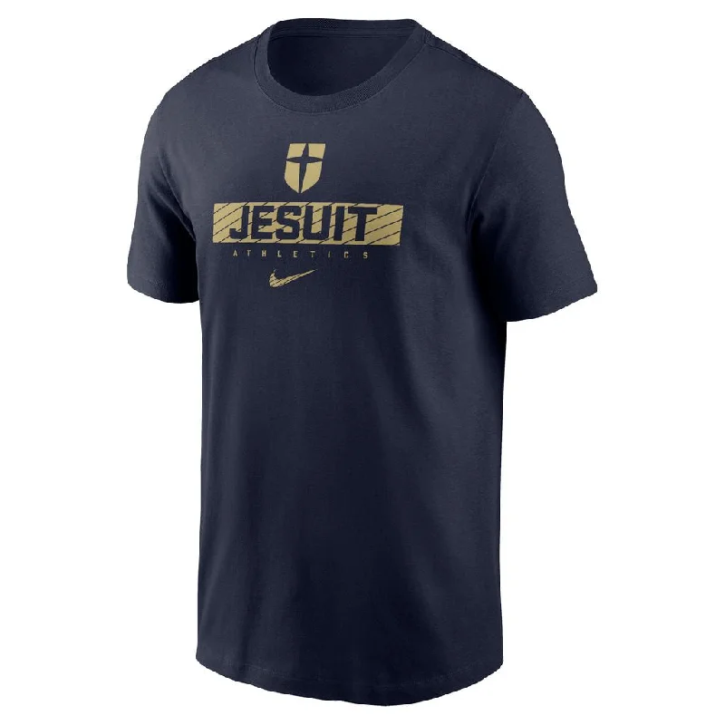 Men's button - front t - shirts with a unique artistic printNike Navy Dri-Fit Cotton Short Sleeve Tee